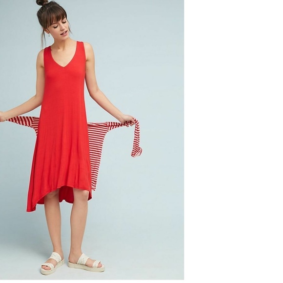 Anthropologie Lia V-Neck Dress NEW size S new with tag red color - Picture 2 of 6